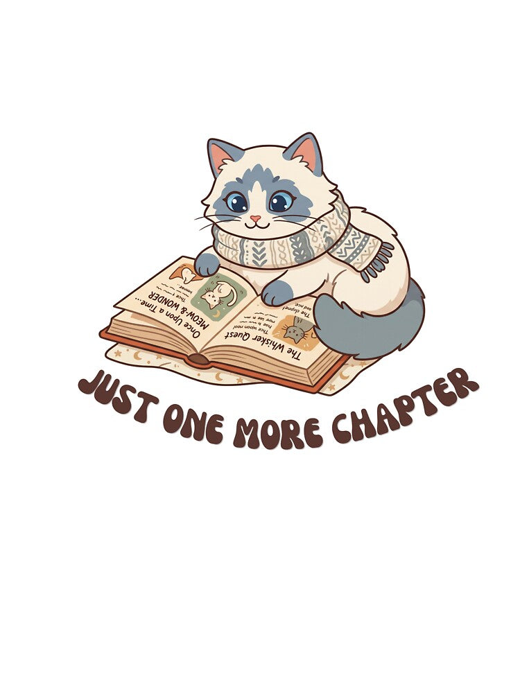 Just One More Chapter Cute Reading Cat Booktrovert Retro by Snowy Studio Designs