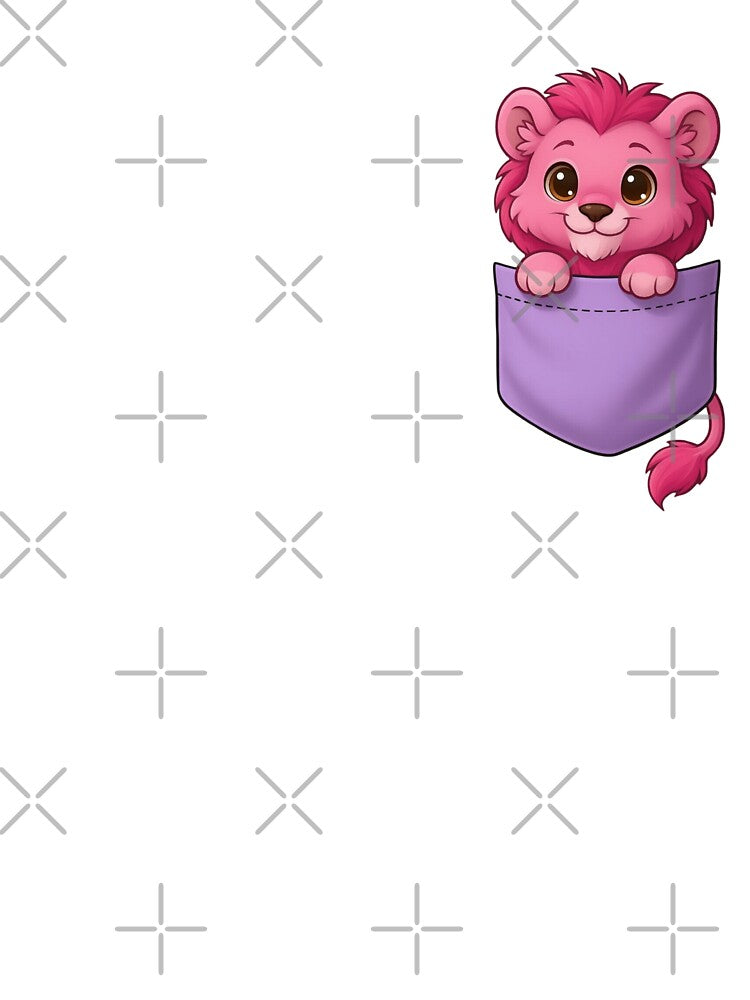 Cute Pink Pocket Lion Cartoon by ExploreAura Studio
