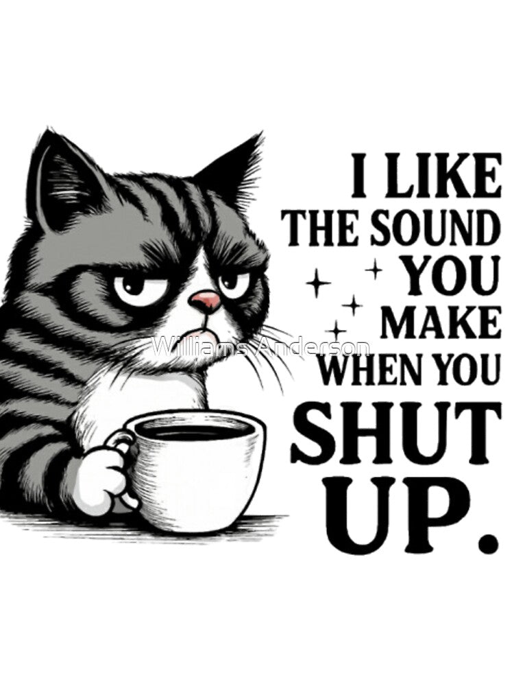 Sarcastic Cat with Coffee – Attitude Tee Design by Williams Anderson