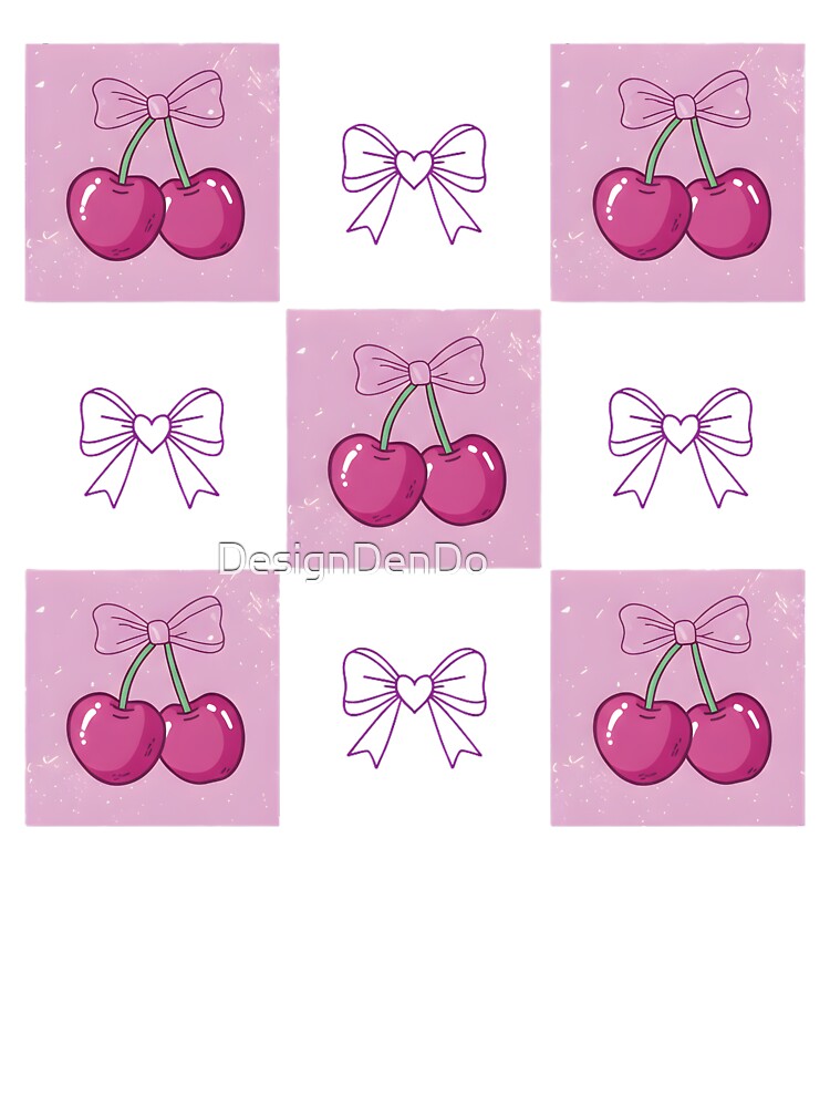 Checked Cherry coquette, cherry coquette, pink valentine coquette, valentine, retro valentine by DesignDenDo ⭐⭐⭐⭐⭐