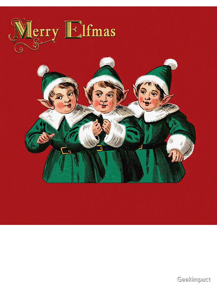Cute vintage Merry Elfmas' Santa's Elves design by Vintage Designs +
