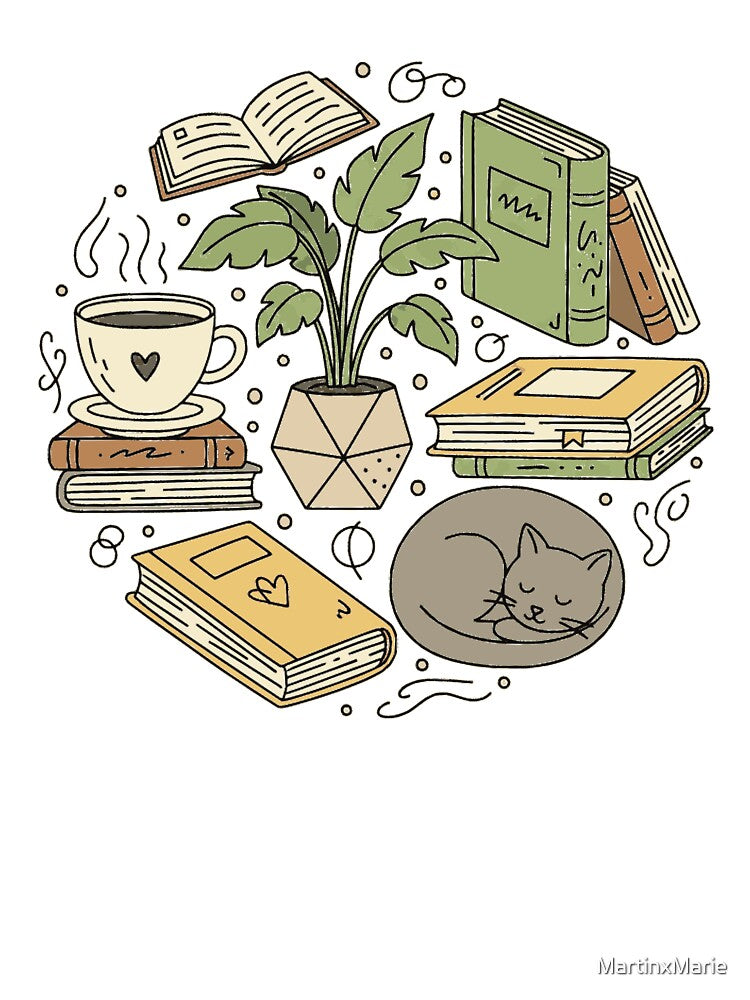 Cozy Hygge Reading Nook Circle Illustration by MartinxMarie