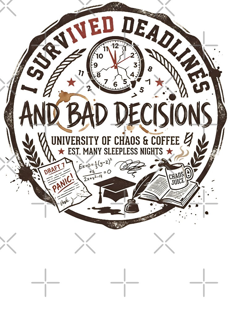 I Survived Deadlines and Bad Decisions Funny Graduation Vintage by universe-hold ⭐⭐⭐⭐⭐