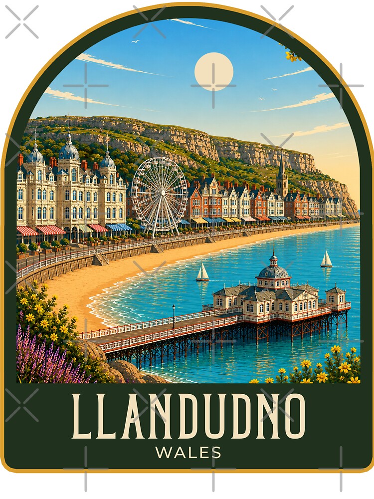Llandudno Vintage Travel Illustration by HomeLivingCo