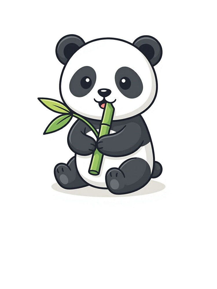 Cute Panda Eating Bamboo Cartoon | Kawaii Panda Illustration by Alibaba1493