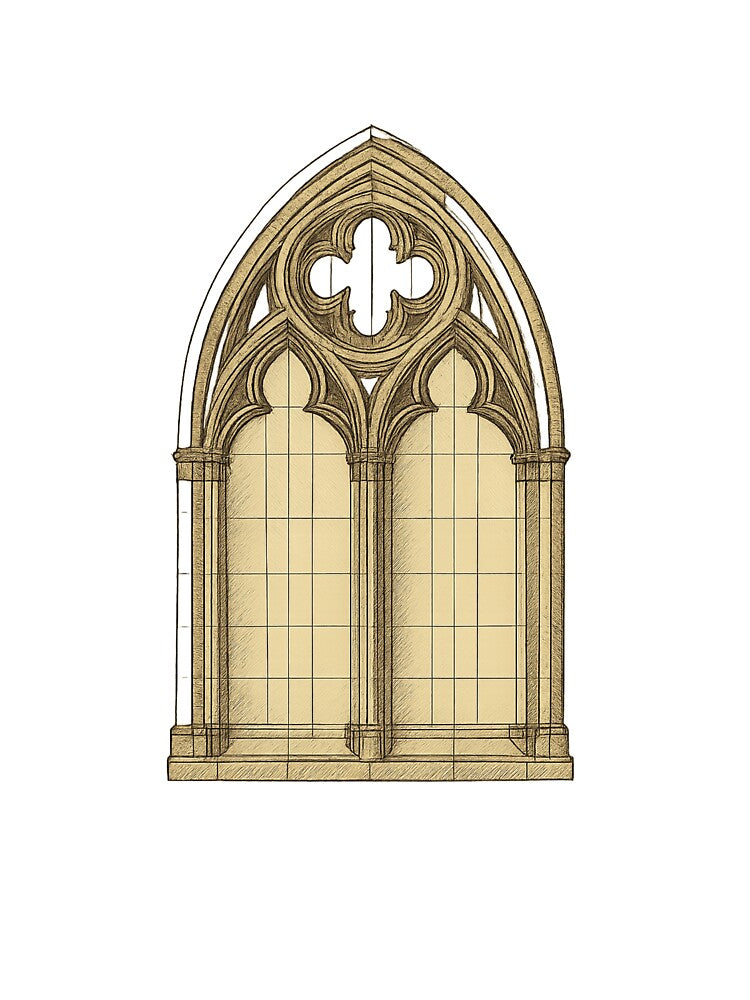 Dark Academia Gothic Window Architectural Sketch | Vintage Medieval Arch Art by OutterFit