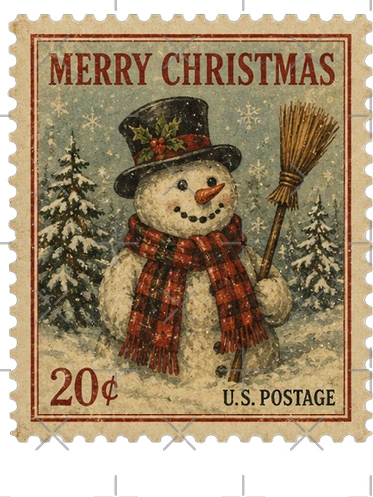 Vintage Snowman Christmas Postage Stamp by Kenny8716