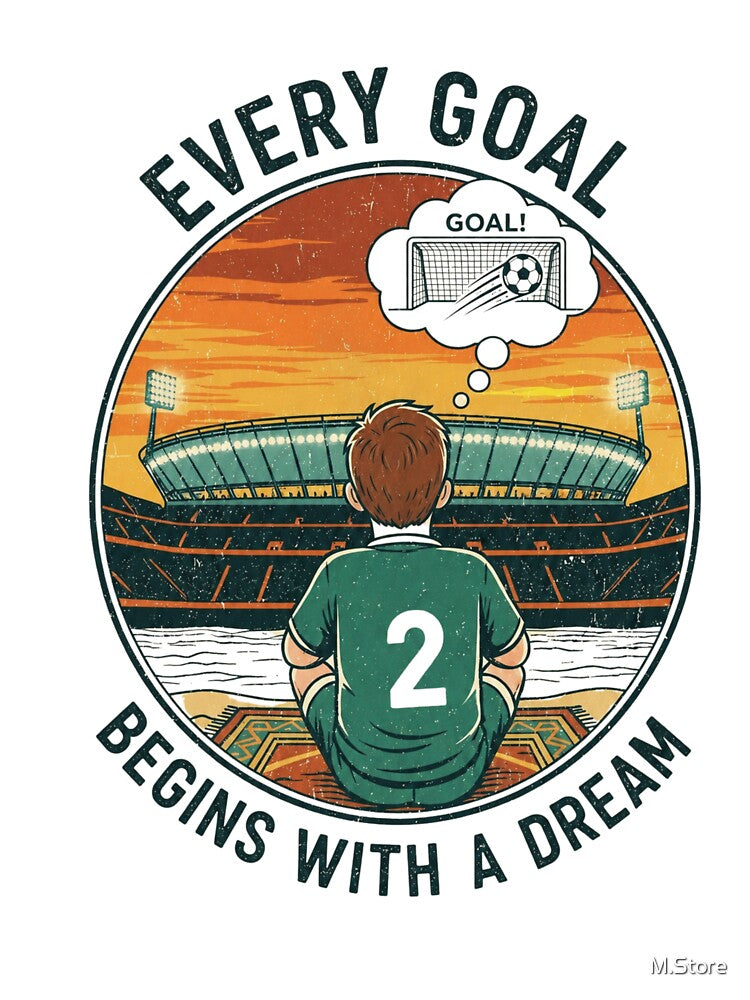 Every Goal Begins With A Dream | Retro Soccer Inspiration Design by M.Store