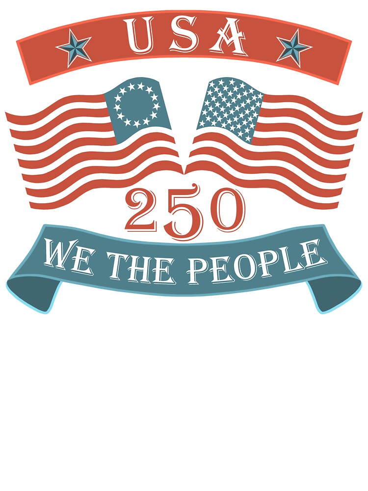 America 250 Crossed Flags USA Patriotic Semi Quincentennial Birthday by theartofvikki