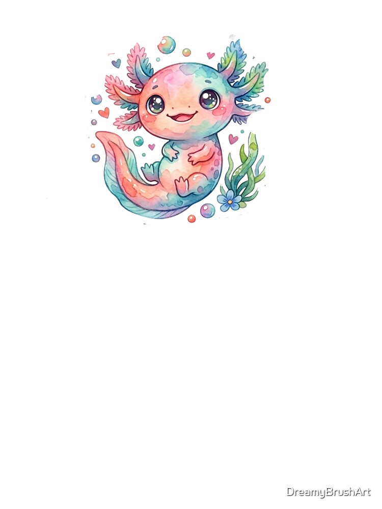Cute Rainbow Watercolor Axolotl - Kawaii Pastel Sticker by DreamyBrushArt