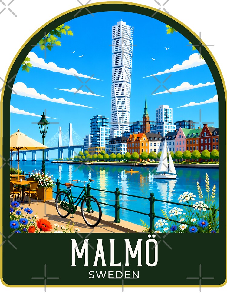 Malmö Vintage Travel Illustration by HomeLivingCo