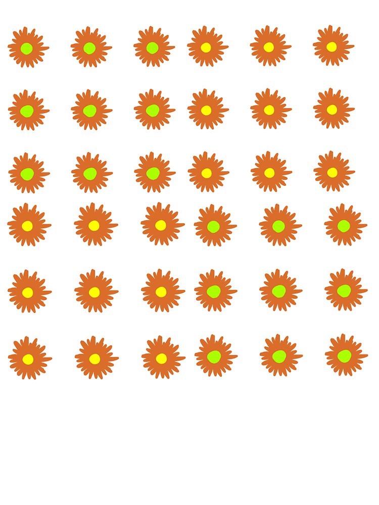 Retro Orange Daisies Pattern – Vintage 70s Flower Power Grid by Kazewalk