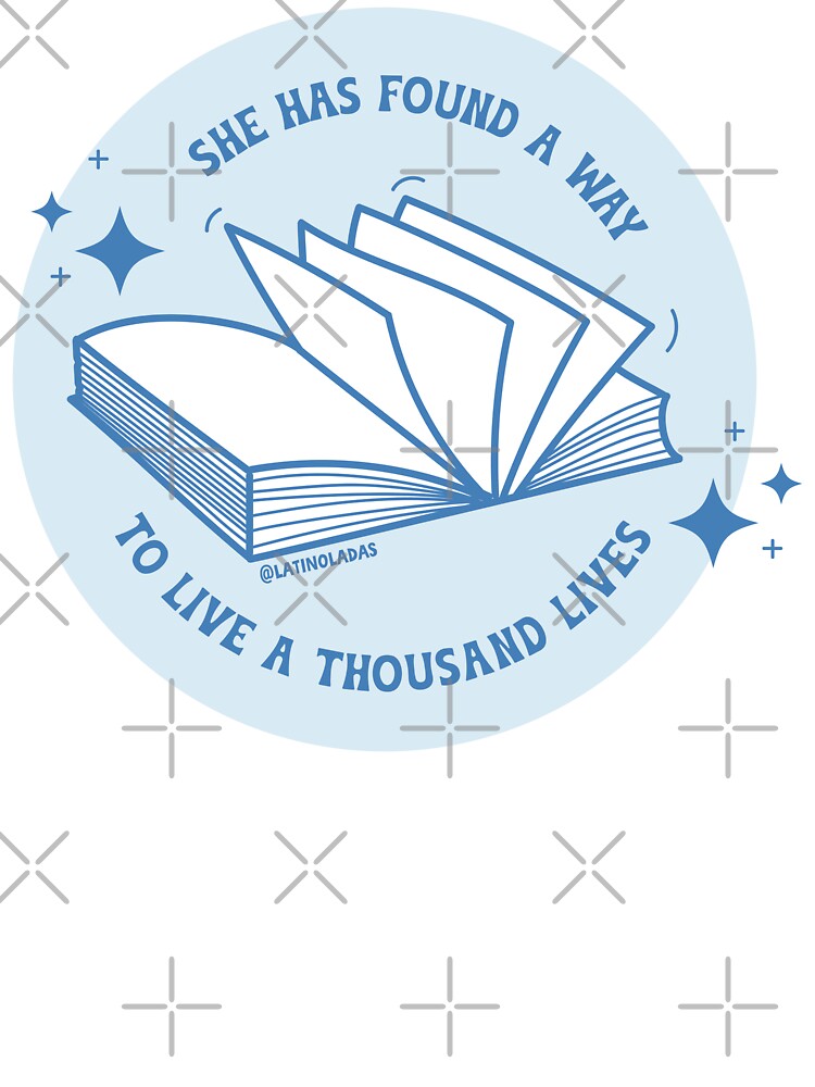She Has Found A Way To Live A Thousand Lives / Light Blue Pastel Colors Bookworm Kindle Aesthetic Quote by Latinoladas