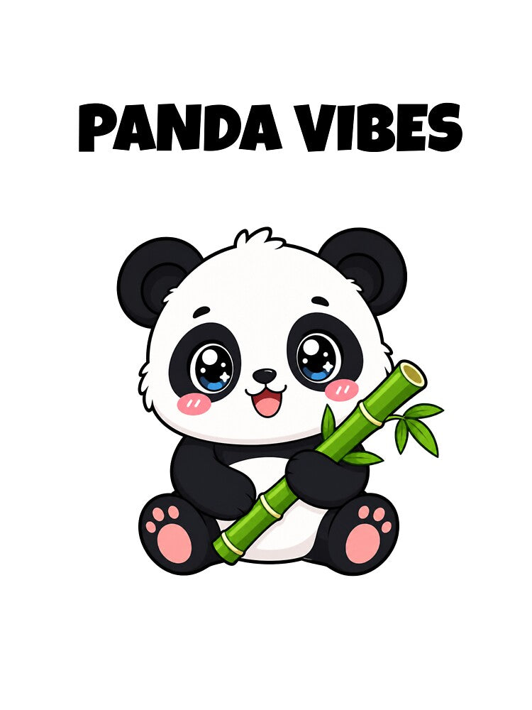 Panda Vibes Cute Kawaii Panda with Bamboo by BoosterShop