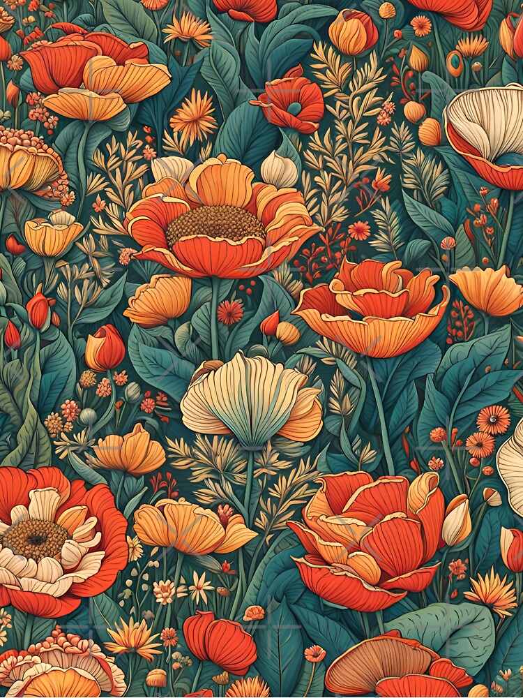 Flower Power Colourful Floral Pattern by druidwolfart