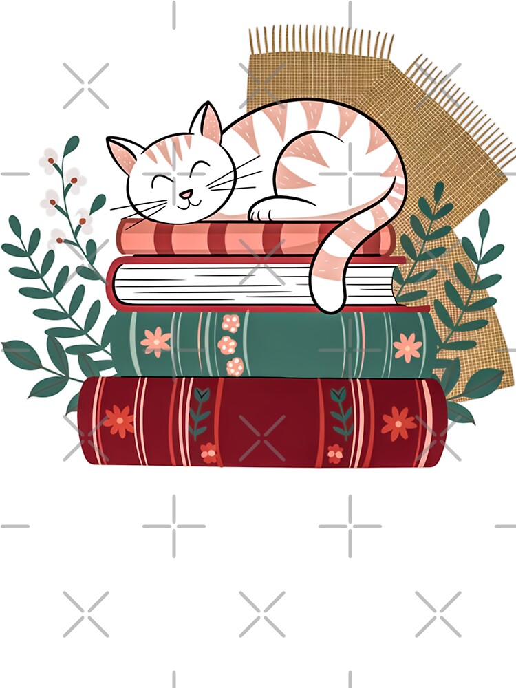Majestic White Cat on Books – Cozy Book Lover Sticker by Artyx_Design