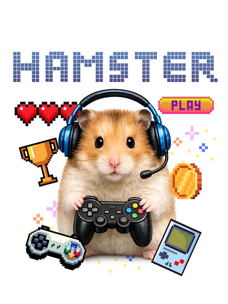 Cute Gamer Hamster Pixel Art by Keng Art