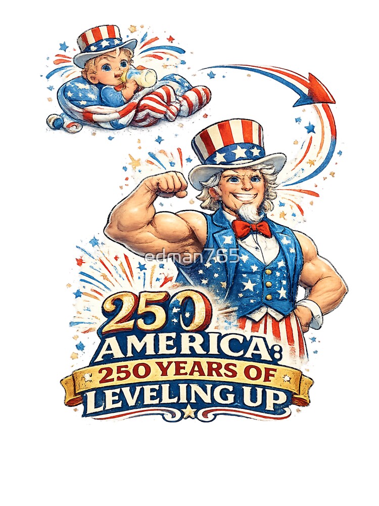 America 250 Years of Leveling Up Shirt – Uncle Sam 1776–2026 Patriotic Anniversary Tee by edman765