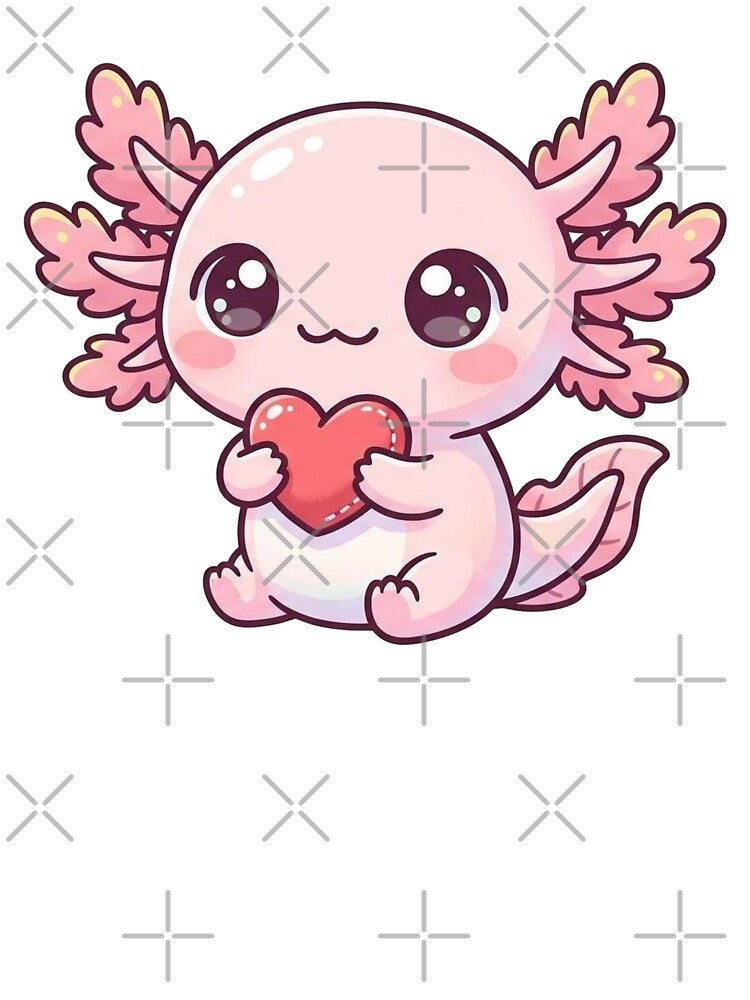 Kawaii Axolotl Holding Heart Cute by Visual Dept.