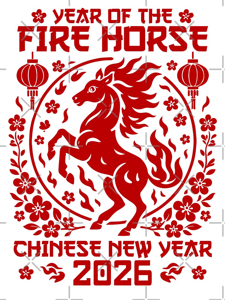 Year Of Fire Horse 2026 Lunar New Year Happy Chinese Zodiac by gunaone-design