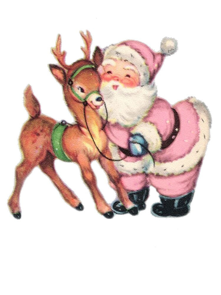 Vintage Santa and his reindeer by Mseabro