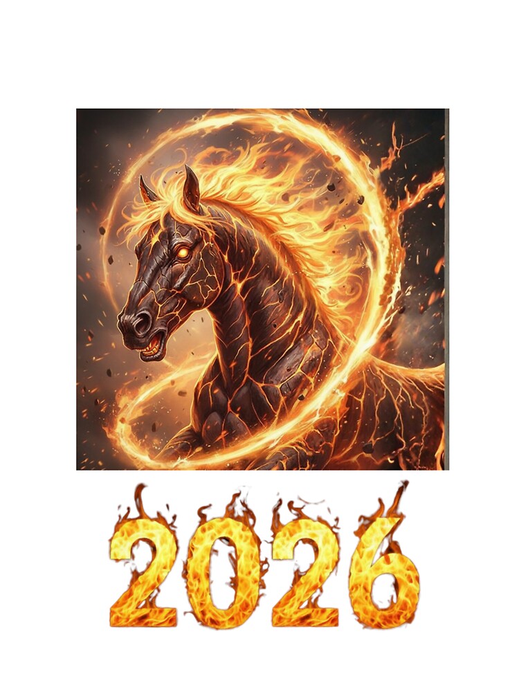 2026 Fire Horse – Flaming Stallion Chinese New Year Zodiac Fantasy Design by Baby Adee Collective