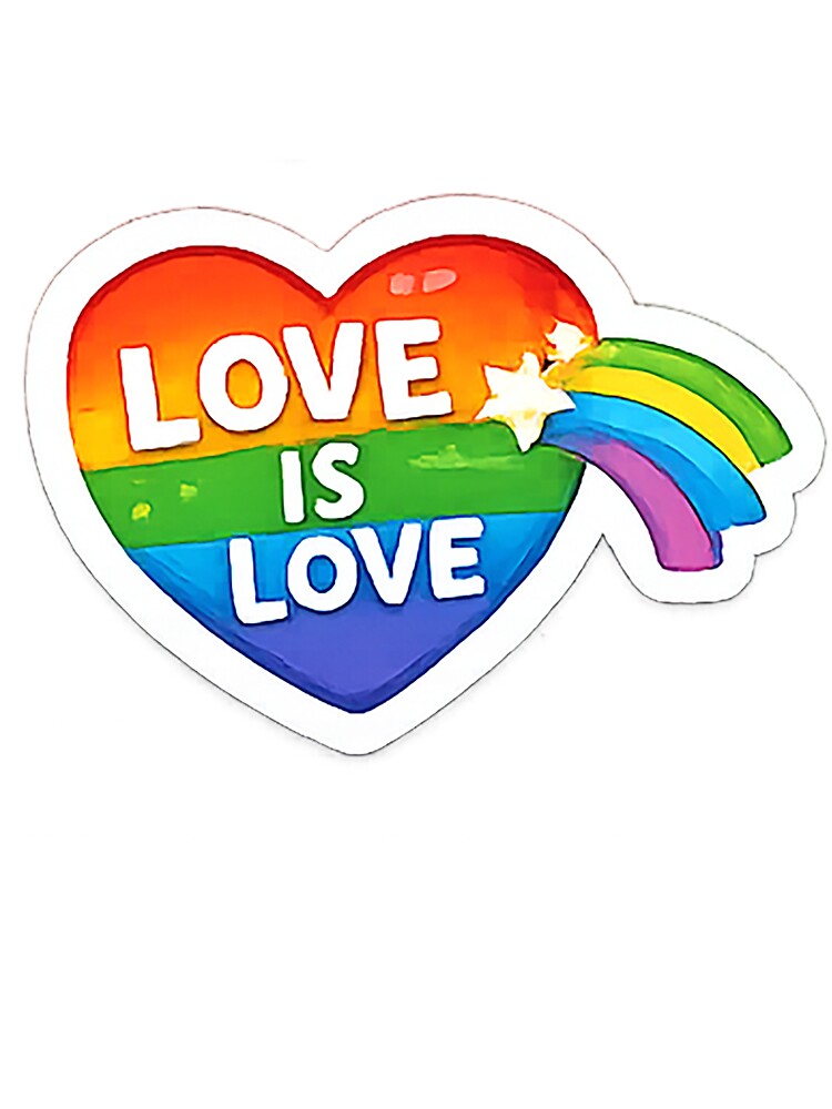 Love Is Love Rainbow Heart Sticker | Pride LGBTQ+ Love Design by AestheticLoveArt