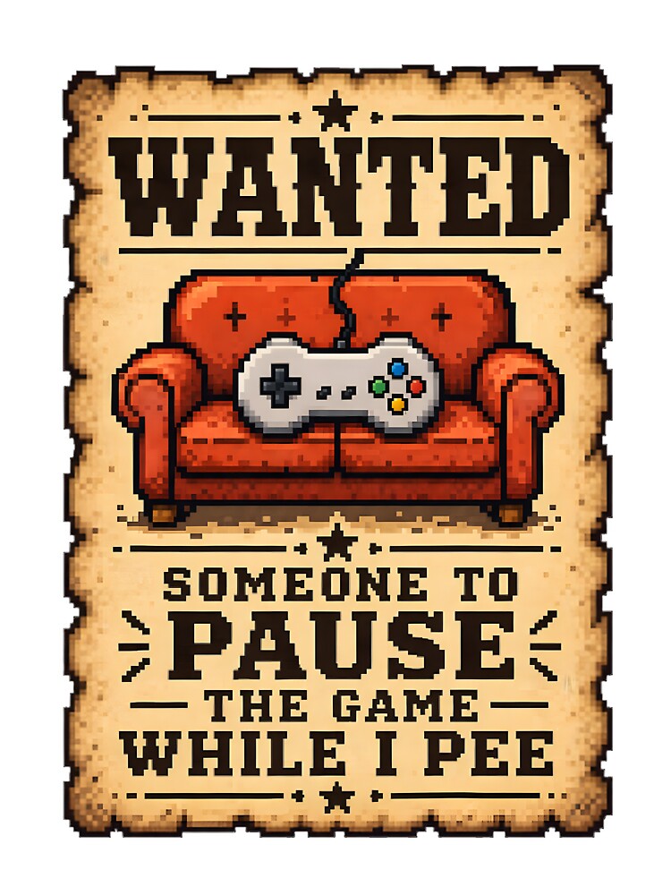 Funny Gamer Wanted Poster Design by RetroPixel Apparel