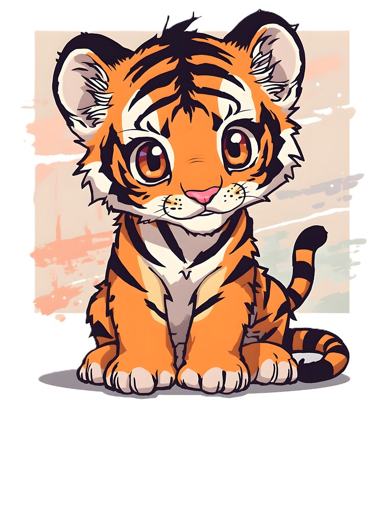 Cute Kawaii Tiger Cub Sticker | Adorable Baby Tiger Cartoon Animal Illustration by dreamz-world
