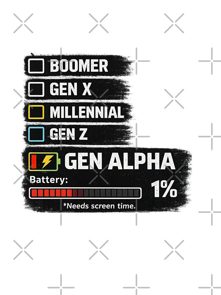 Gen Alpha Battery 1% Funny Gift by SHREE ART STUDIO