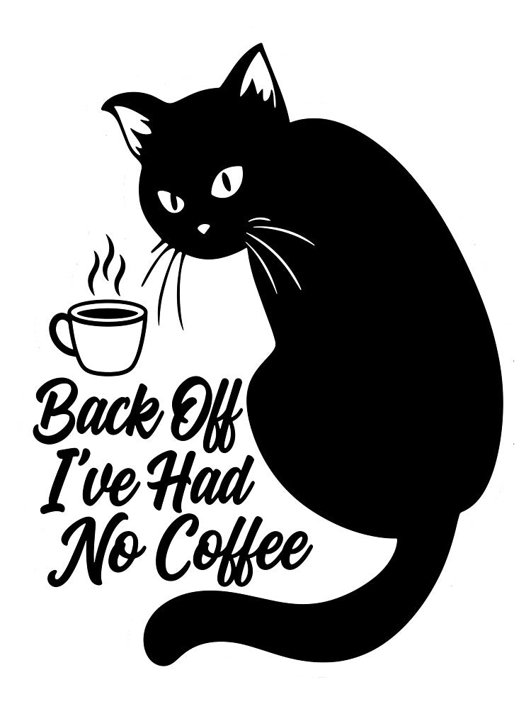 Back Off I've Had No Coffee Black Cat Art by FlatInkStudio