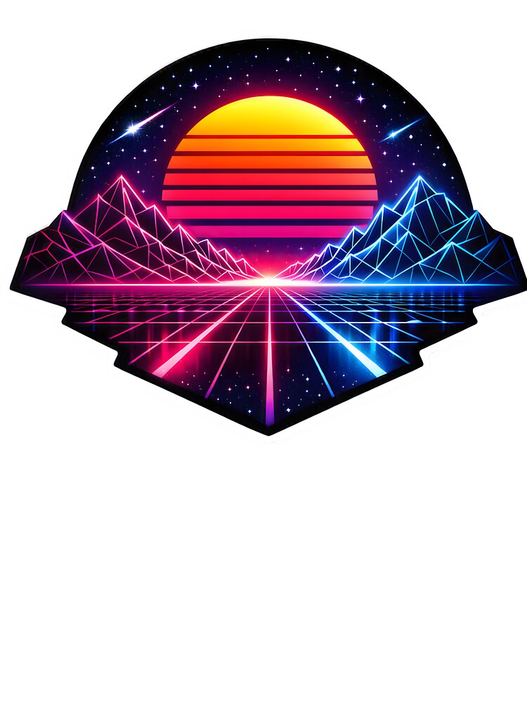 80s Synthwave Neon Sunset Grid by Funny meme