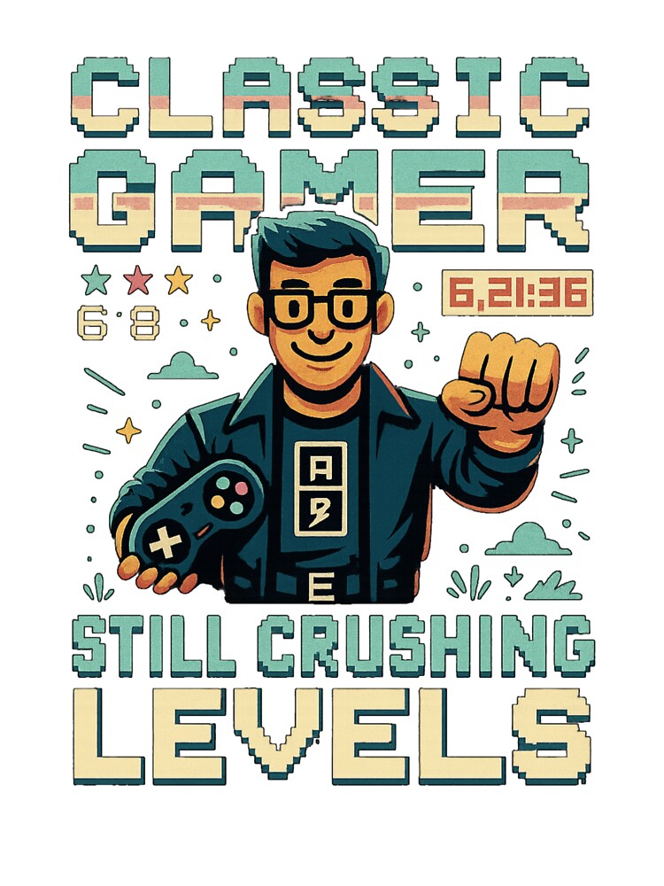 Classic Gamer Dad – Still Crushing Levels | Retro Video Game Gift by JenniferCreaArte