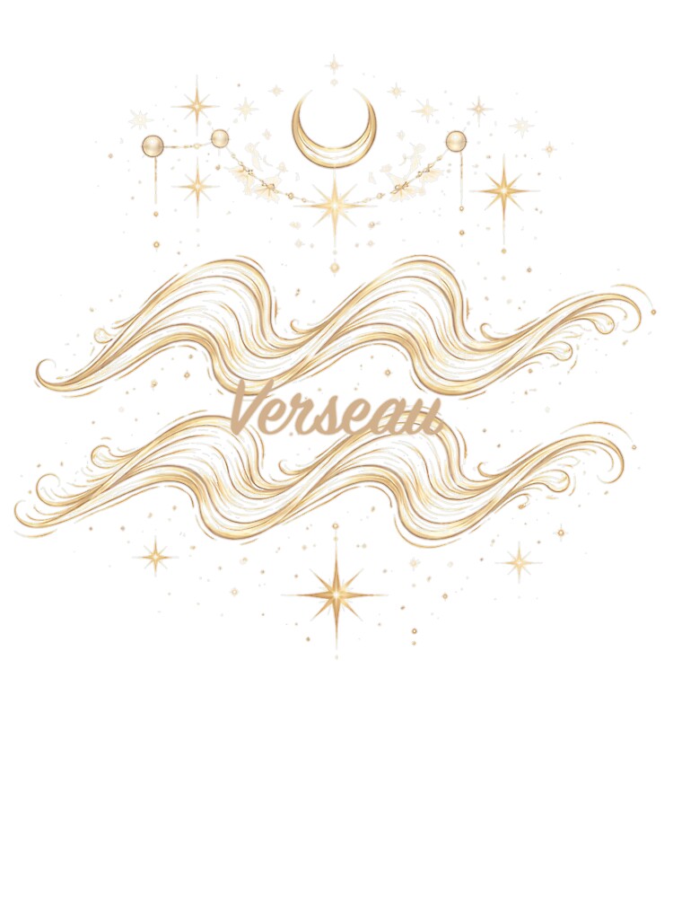 Golden Aquarius Sign on Green Background – Minimalist Mystical Astrological Design by orely14