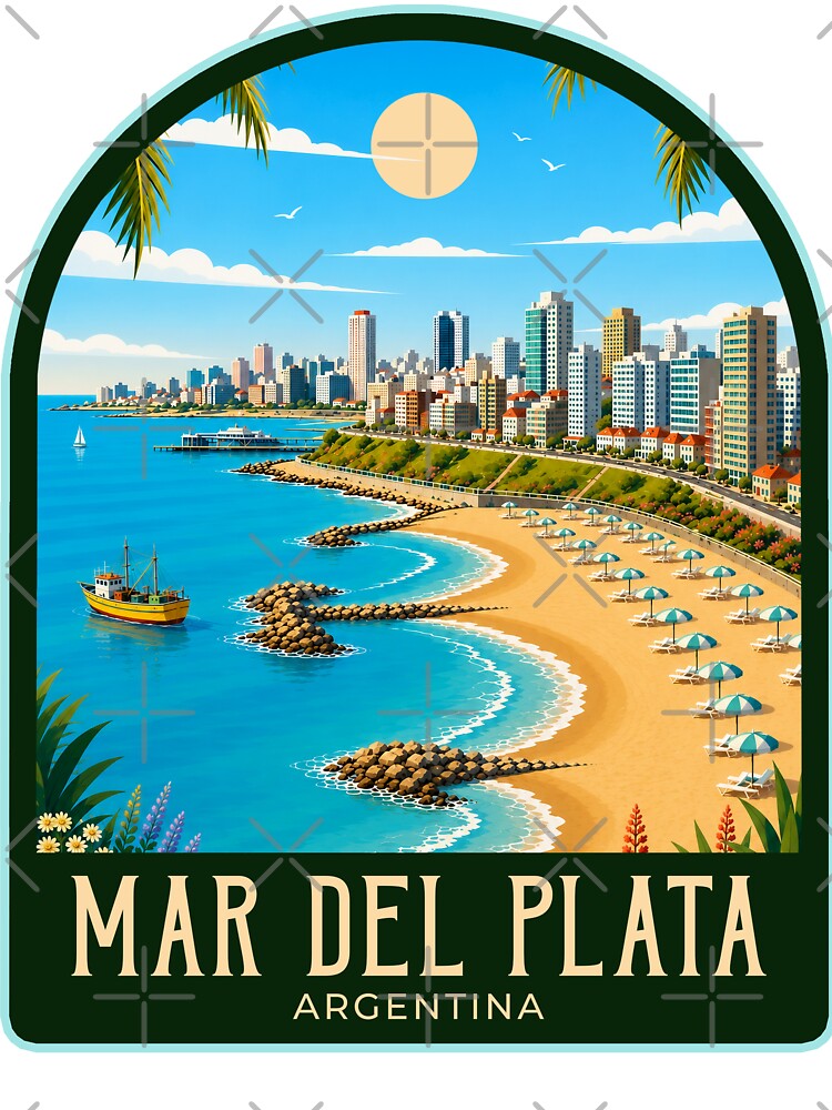 Mar del Plata Vintage Travel Illustration by HomeLivingCo