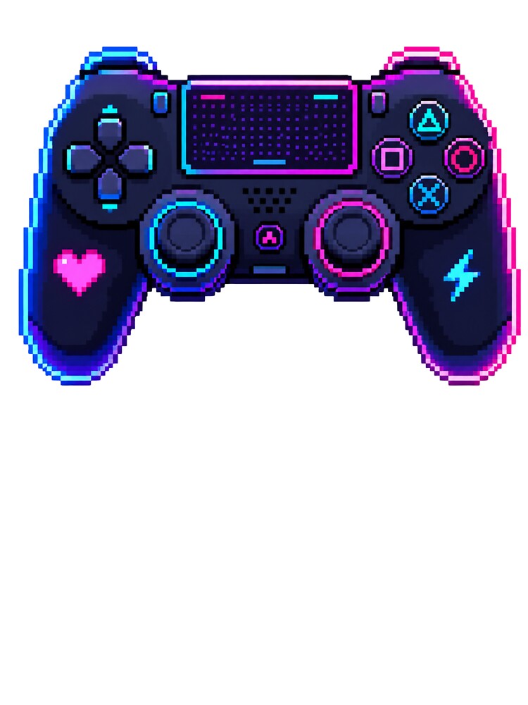 Neon Pixel Gaming Controller Art by PriyankaSonara
