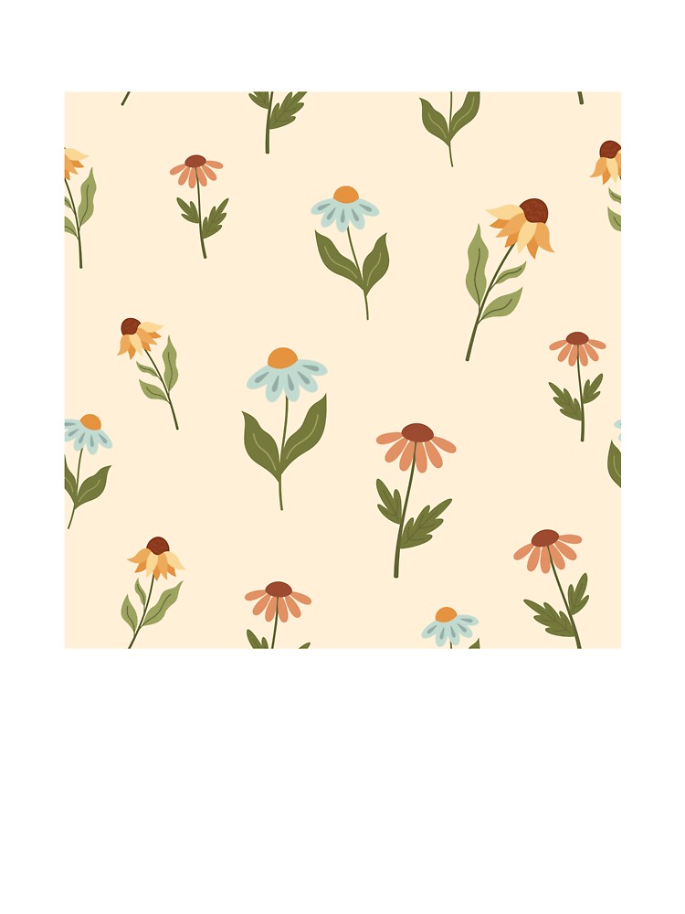 Retro 60s 70s Flowers - Vintage Floral Pattern by Julza Art