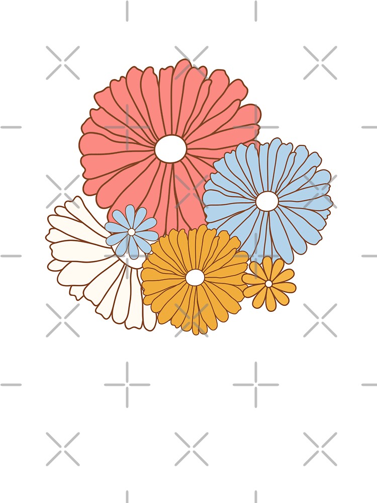 Groovy daisy flowers. 70s Retro Floral. by CoCoArt-Ua