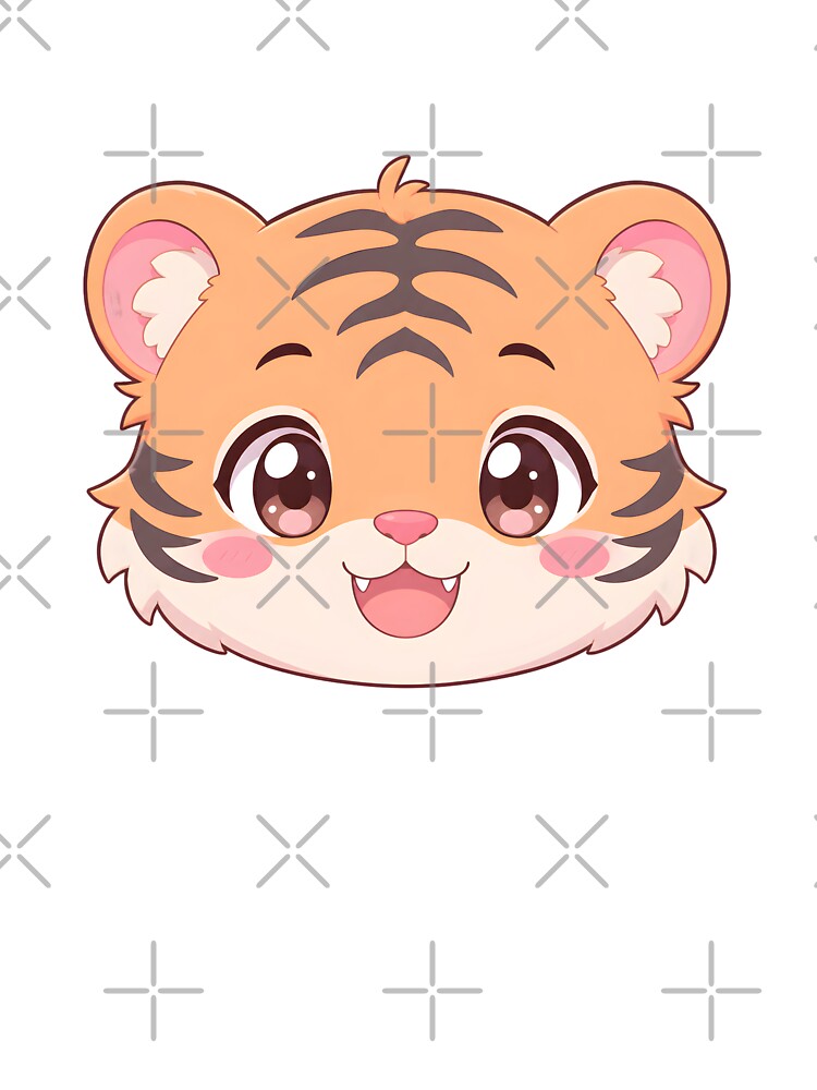 Cute Kawaii Tiger Cub Head – Pastel Anime Animal by nocturnastore