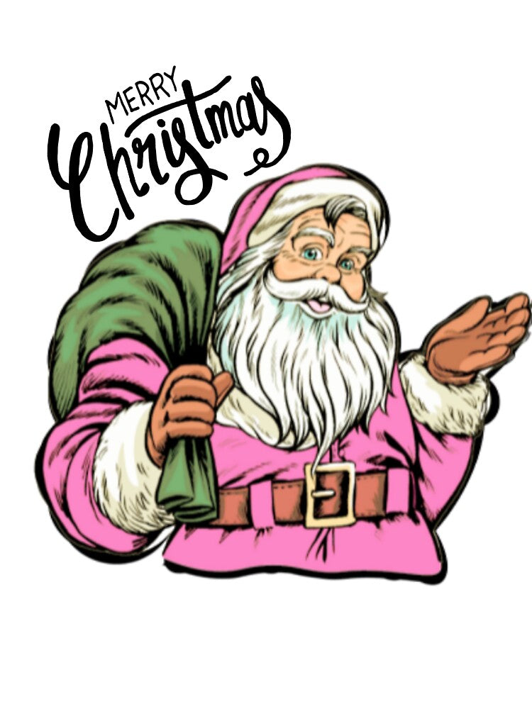 Retro Vintage Pink Santa Claus Merry Christmas by gillys