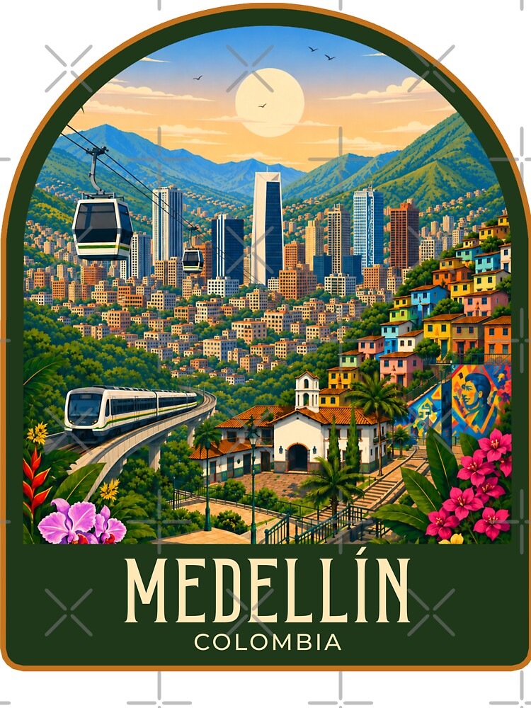 Medellín Vintage Travel Illustration by HomeLivingCo