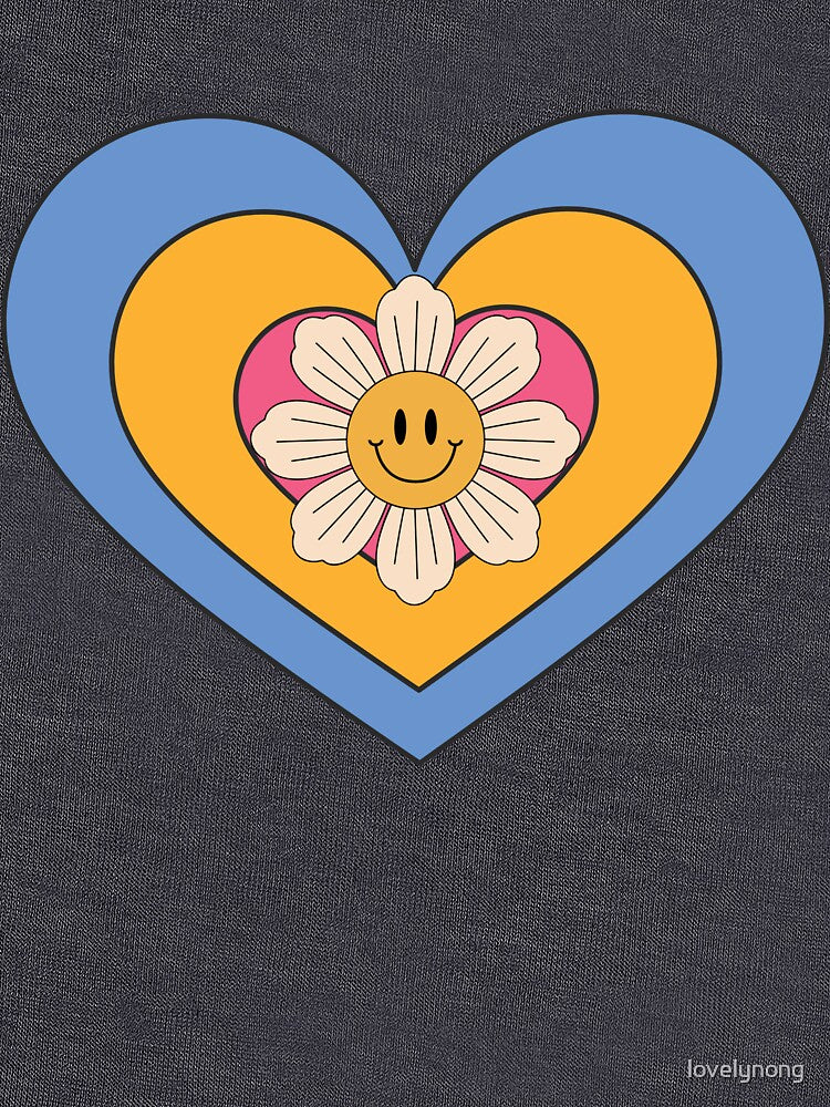 Retro Layered Heart Happy Flower Art by lovelynong