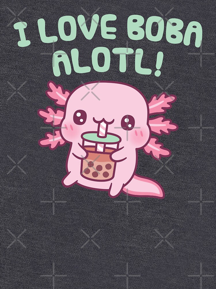 Cute Axolotl I Love Boba Alotl Pun Funny by rustydoodle