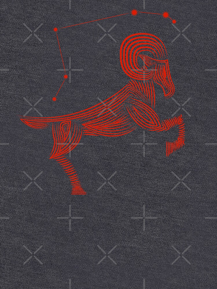 Aries Zodiac Constellation Minimalist Line Art Red by JAMerArc