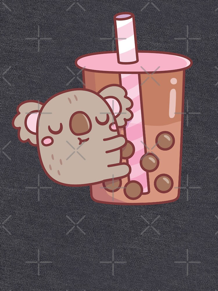 Cute Chubby Koala Hugging Bubble Tea Cup by rustydoodle