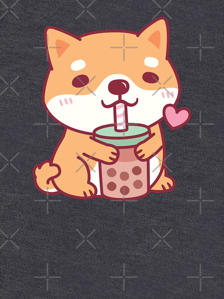 Cute Shiba Inu Dog Loves Bubble Tea by rustydoodle