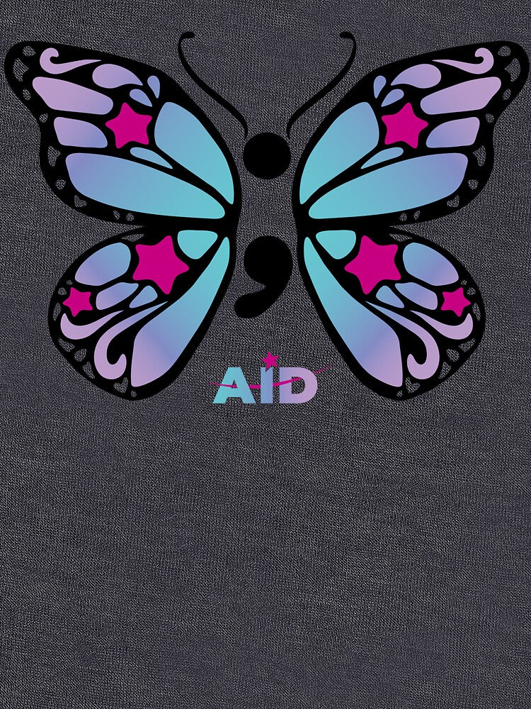 Semicolon Butterfly (Black) by AIDcares