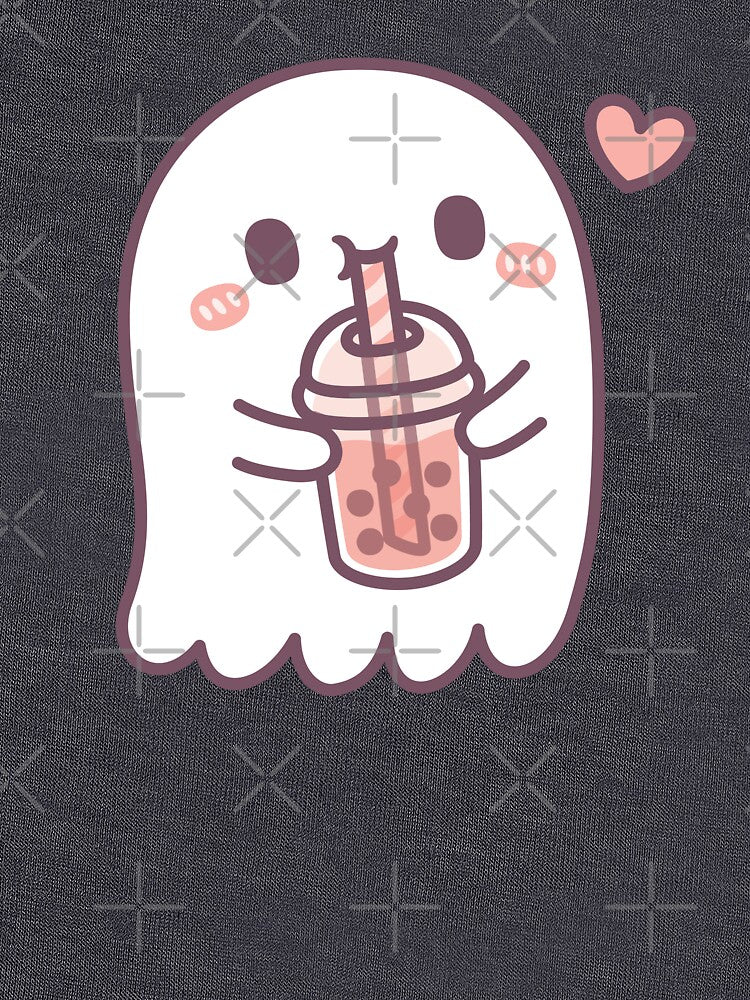 Cute Ghost Loves Boba Tea by rustydoodle