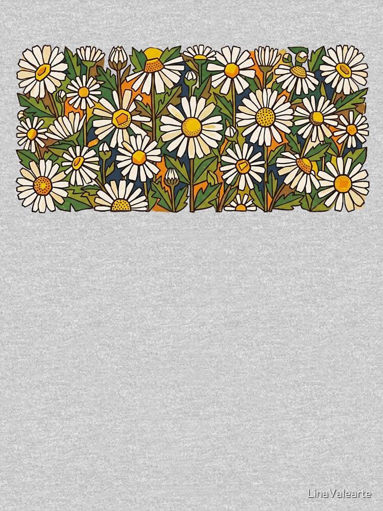 Retro Daisy Wildflower Floral Pattern by LinaValearte