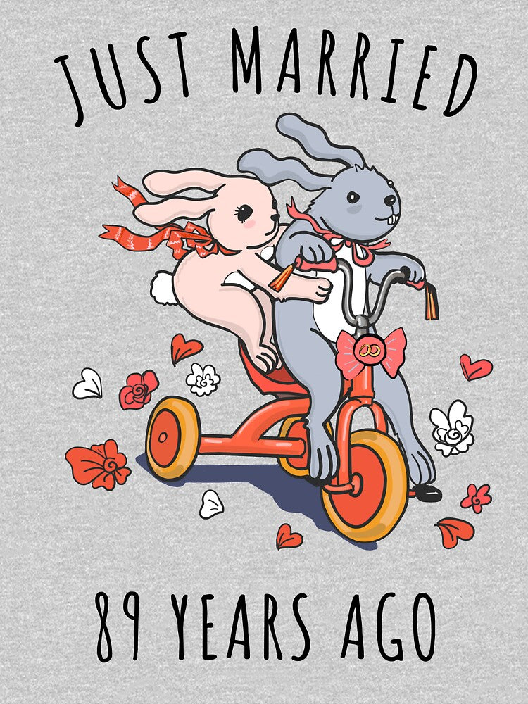 Just Married 89 Years Ago - 89th Anniversary Couple Bunnies Tee, Phone Cases And Other Gifts by MemWear